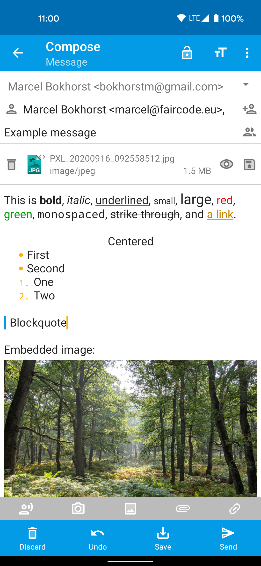 FairEmail 写信界面与加密锁图标