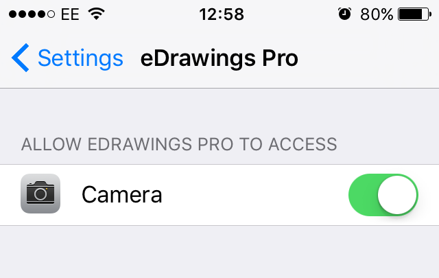 edrawings 首次調用 AR 時的相機權限請求對話框