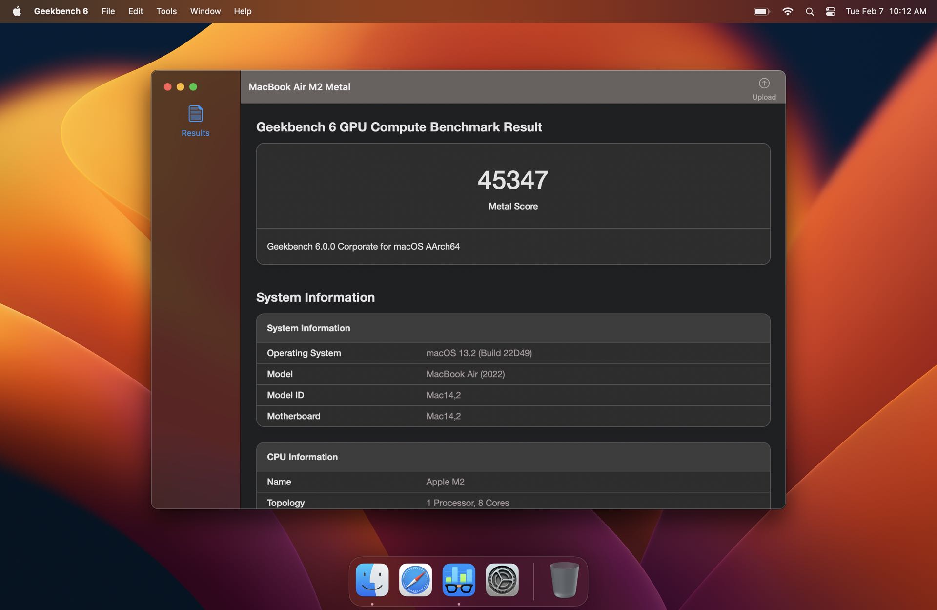 macOS 系統上的跑分主介面與開始測試按鈕