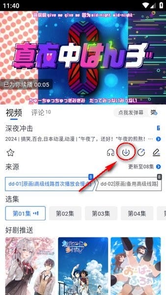 播放页的选集下载界面